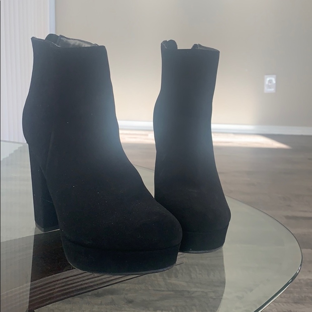 Black platform booties